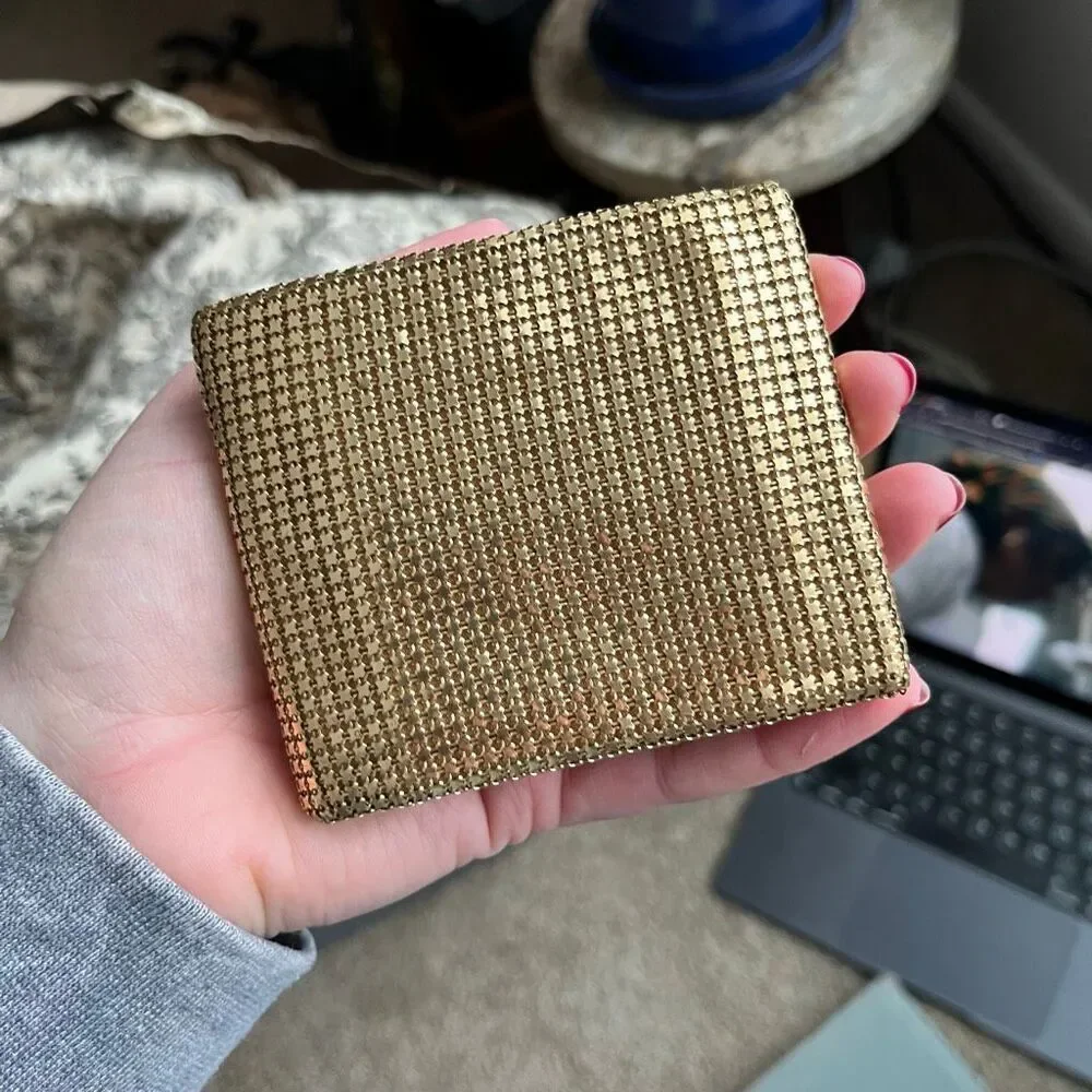 VTG Evans Gold Tone Chainmail Mesh Wallet Billfold Coin Purse 7.5”